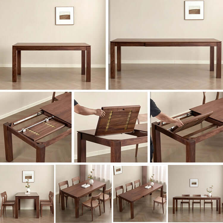 Walnut Extendable Dining Table With Hidden Leaf, 63"-87" Main Product Image