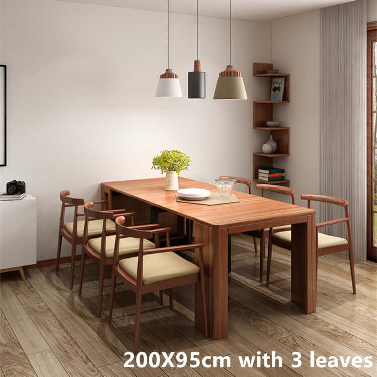 Walnut Extendable Solid Wood Dining Table 50-250cm