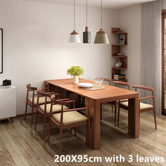 Walnut Extendable Solid Wood Dining Table 50-250cm