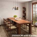 Walnut Extendable Solid Wood Dining Table 50-250cm