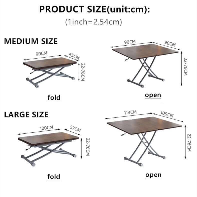 Walnut Foldable Adjustable Dining Table with Metal Frame