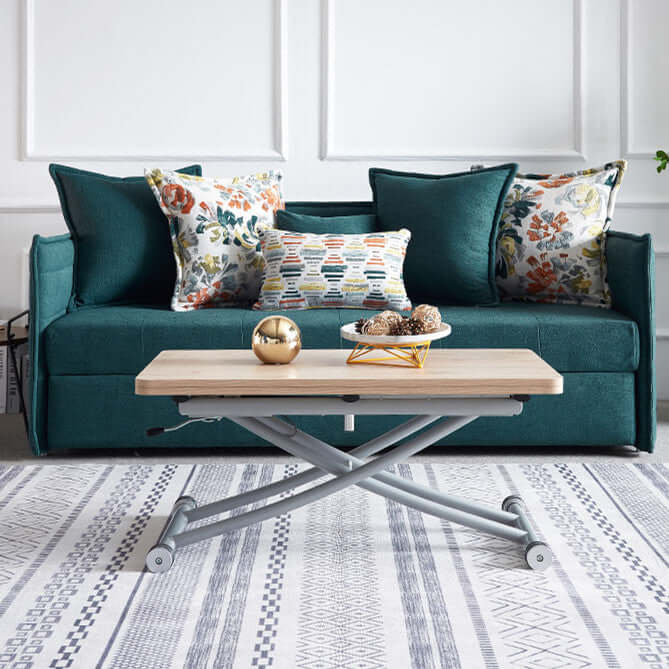 Walnut Foldable Adjustable Dining Table with Metal Frame