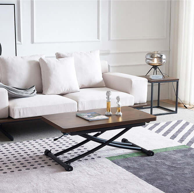 Walnut Foldable Adjustable Dining Table with Metal Frame Main Product Image