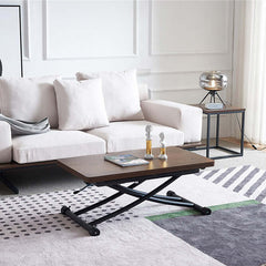 Walnut Foldable Adjustable Dining Table with Metal Frame Main Product Image