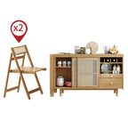 Walnut Folding Dining Table Set With Hidden Storage