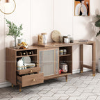 Walnut Folding Dining Table Set With Hidden Storage