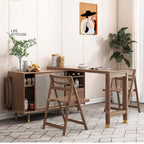 Walnut Folding Dining Table Set With Hidden Storage