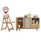 Walnut Folding Dining Table Set With Hidden Storage