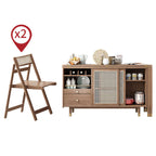 Walnut Folding Dining Table Set With Hidden Storage