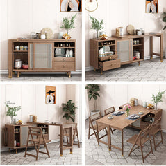 Walnut Folding Dining Table Set With Hidden Storage Main Product Image