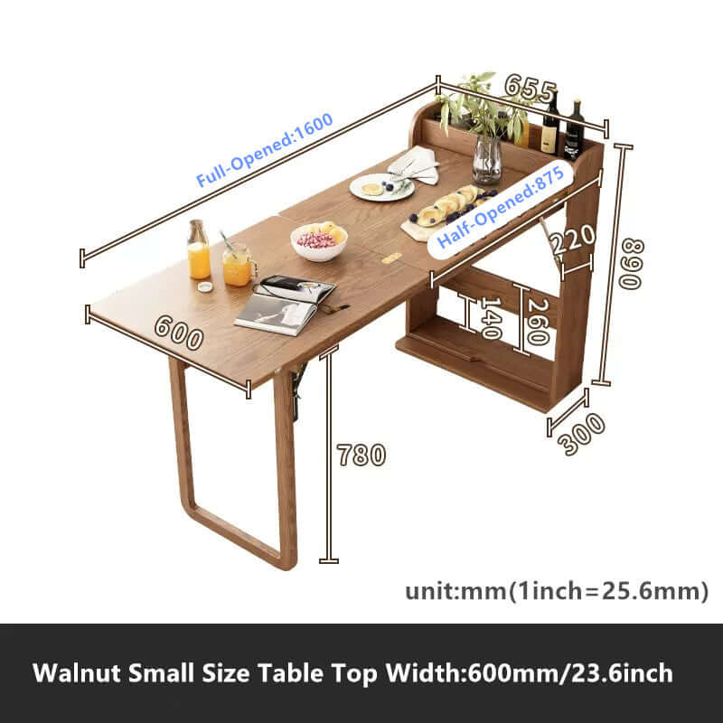 Walnut Folding Table, Small Size, Solid Wood