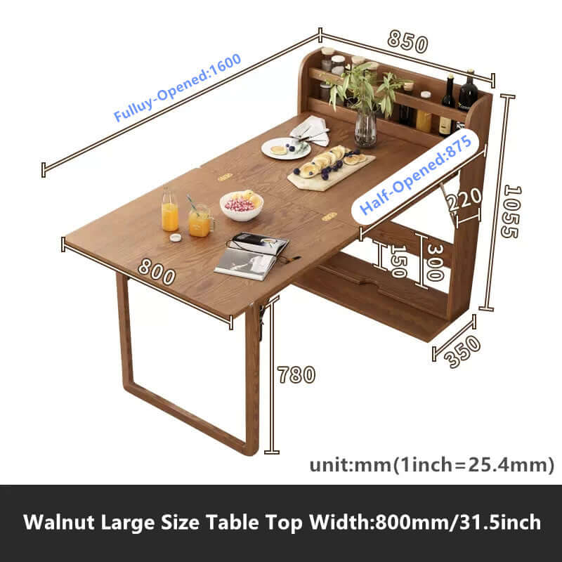Walnut Folding Table, Small Size, Solid Wood