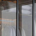 Walnut Glass Wardrobe Armoire With Soft-Close Storage