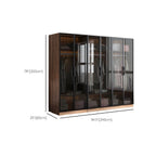 Walnut Glass Wardrobe Armoire With Soft-Close Storage Dimensions