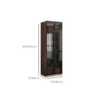 Walnut Glass Wardrobe Armoire With Soft-Close Storage Dimensions