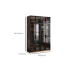 Walnut Glass Wardrobe Armoire With Soft-Close Storage Dimensions