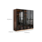 Walnut Glass Wardrobe Armoire With Soft-Close Storage Dimensions