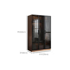Walnut Glass Wardrobe Armoire With Soft-Close Storage Dimensions
