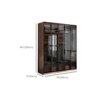 Walnut Glass Wardrobe Armoire With Soft-Close Storage Dimensions