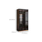 Walnut Glass Wardrobe Armoire With Soft-Close Storage Dimensions