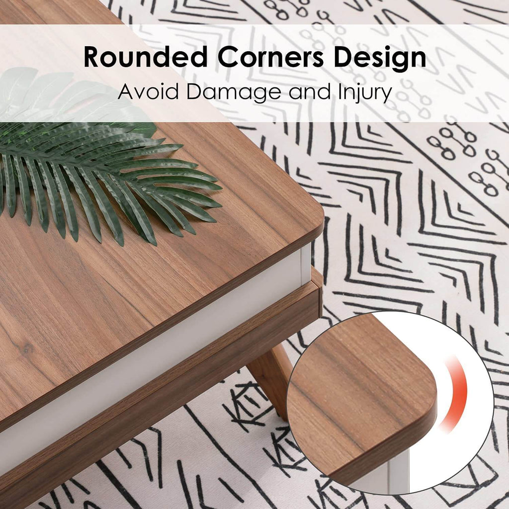 Walnut Lift-Top Coffee Table With Hidden Storage