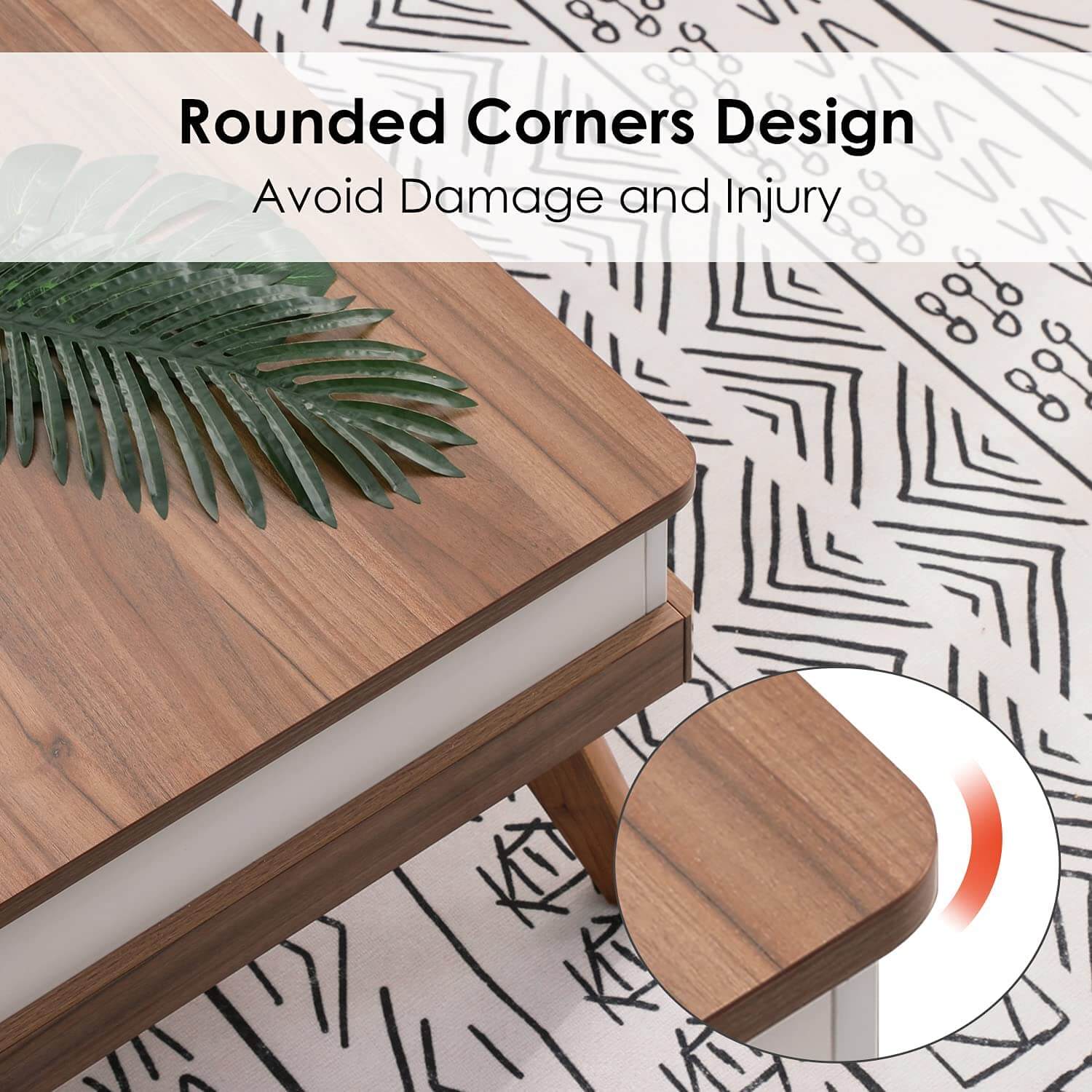 Walnut Lift-Top Coffee Table With Hidden Storage