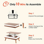 Walnut Lift-Top Coffee Table With Hidden Storage