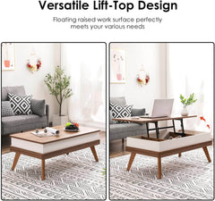 Walnut Lift-Top Coffee Table With Hidden Storage