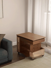 Walnut Lift-Top Coffee Table With Rattan Drawer