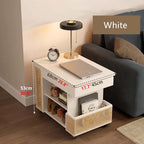 Walnut Lift-Top Coffee Table With Rattan Drawer