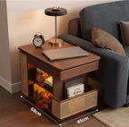 Walnut Lift-Top Coffee Table With Rattan Drawer