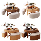 Walnut Lift-Top Coffee Table with Storage Stools Main Product Image