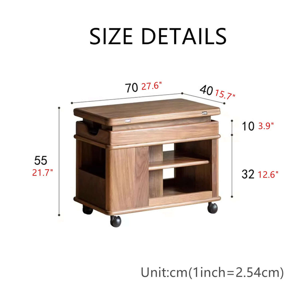 Walnut Lift Top Side Table with Storage Drawer