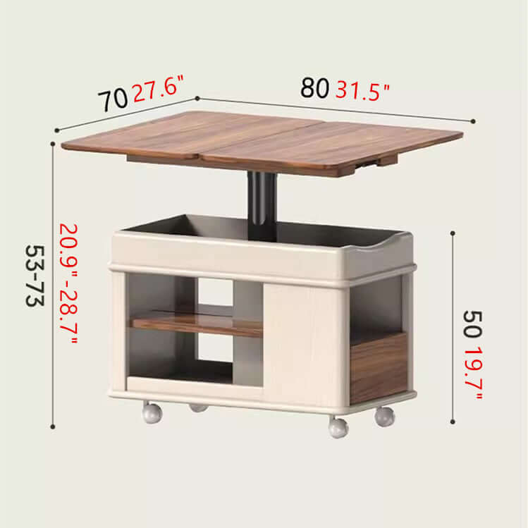 Walnut Lift Top Side Table with Storage Drawer