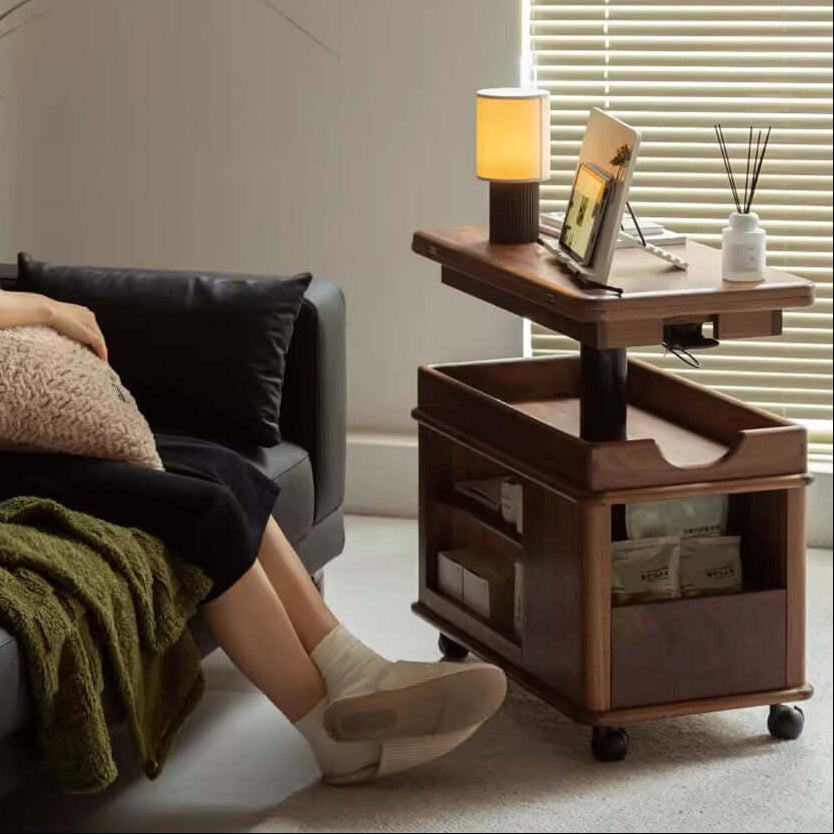 Walnut Hochklappbarer Beistelltisch mit Staufach Zweitbild