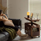 Walnut Lift Top Side Table with Storage Drawer