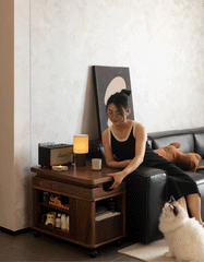 Walnut Lift Top Side Table with Storage Drawer