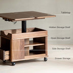 Walnut Lift Top Side Table with Storage Drawer