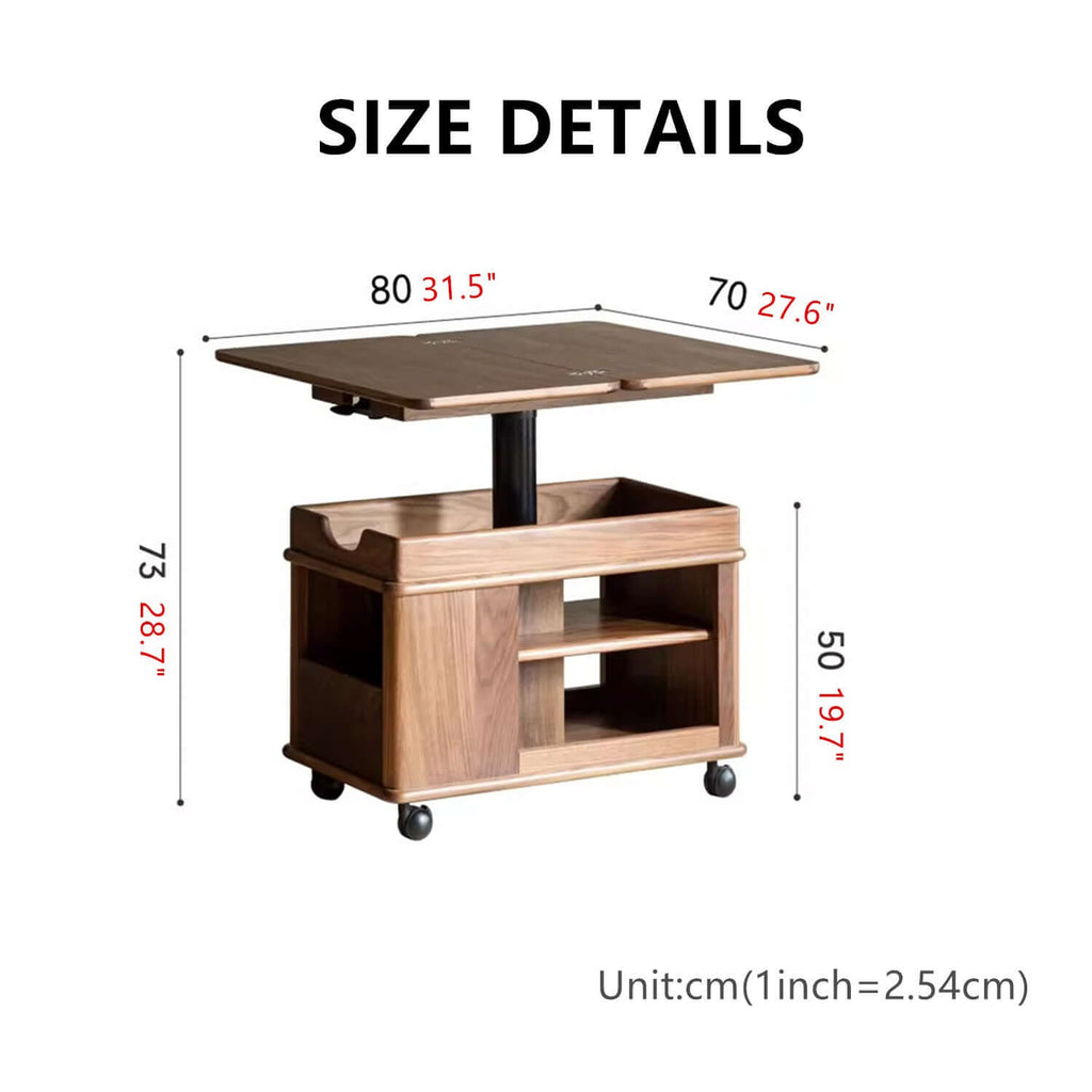 Walnut Lift Top Side Table with Storage Drawer