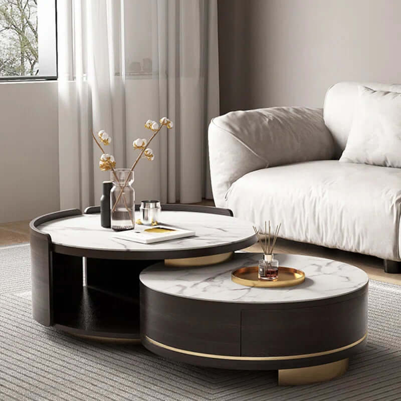 Walnut Nesting Coffee Table Set, Space-Saving Design