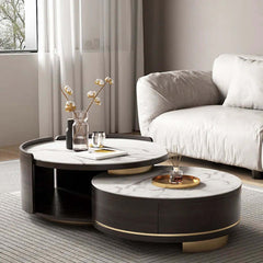 Walnut Nesting Coffee Table Set, Space-Saving Design