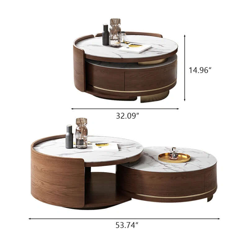 Walnut Nesting Coffee Table Set, Space-Saving Design