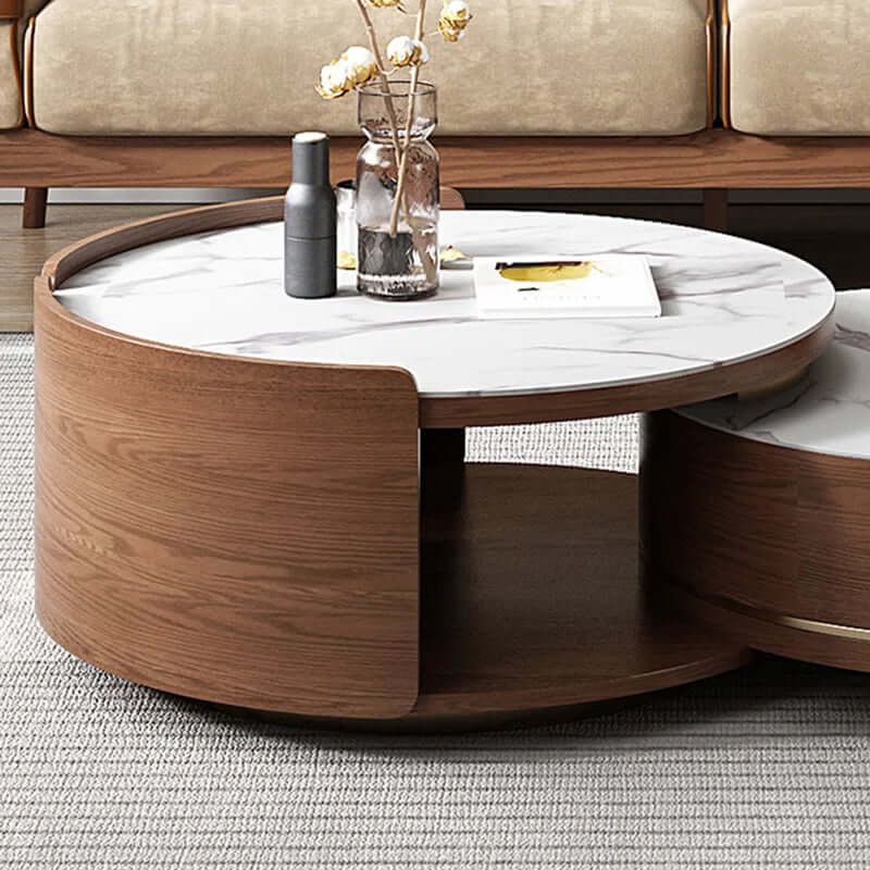 Walnut Nesting Coffee Table Set, Space-Saving Design