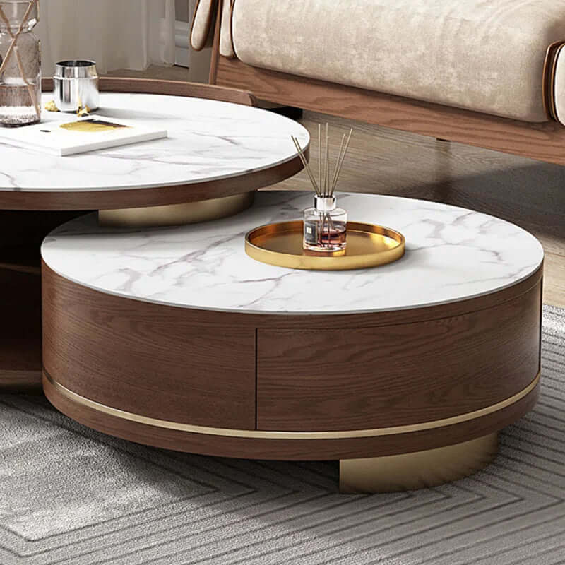 Walnut Nesting Coffee Table Set, Space-Saving Design