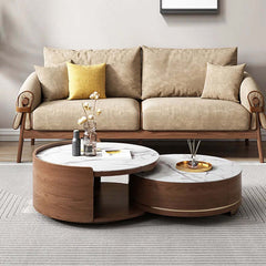 Walnut Nesting Coffee Table Set, Space-Saving Design