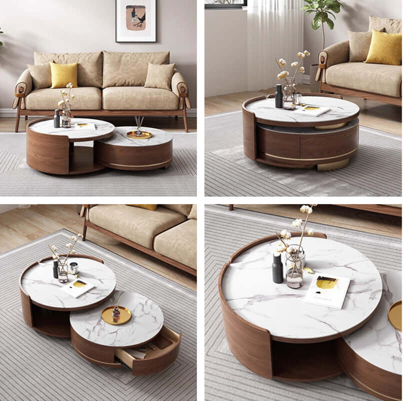 Walnut Nesting Coffee Table Set, Space-Saving Design Main Product Image