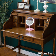 Walnut Oak Roll-Top Desk, 82cm Basic Version