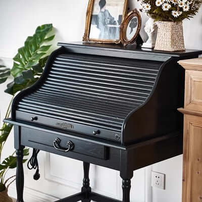 Walnut Oak Roll-Top Desk, 82cm Basic Version