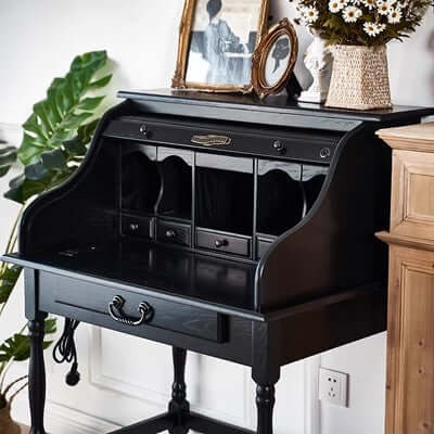 Walnut Oak Roll-Top Desk, 82cm Basic Version