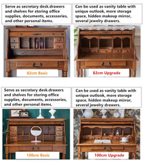 Walnut Oak Roll-Top Desk, 82cm Basic Version